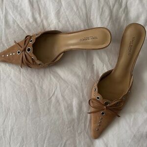 TONY BIANCO Shae Mules in Butterscotch Suede 8